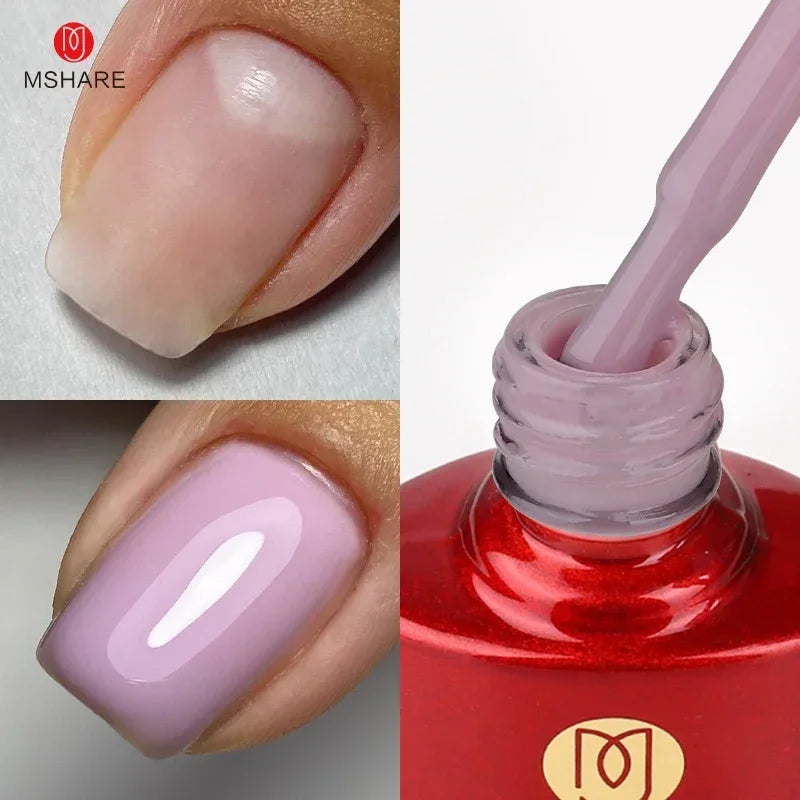 MSHARE Milky Pink Rubber Base Gel Camouflage Color Coat Soak Off Nails Gels Varnish Lacquer 10ml UV LED Gel Polish TPO Free Gel