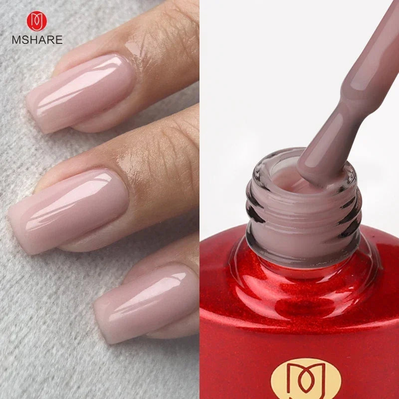 MSHARE Milky Pink Rubber Base Gel Camouflage Color Coat Soak Off Nails Gels Varnish Lacquer 10ml UV LED Gel Polish TPO Free Gel