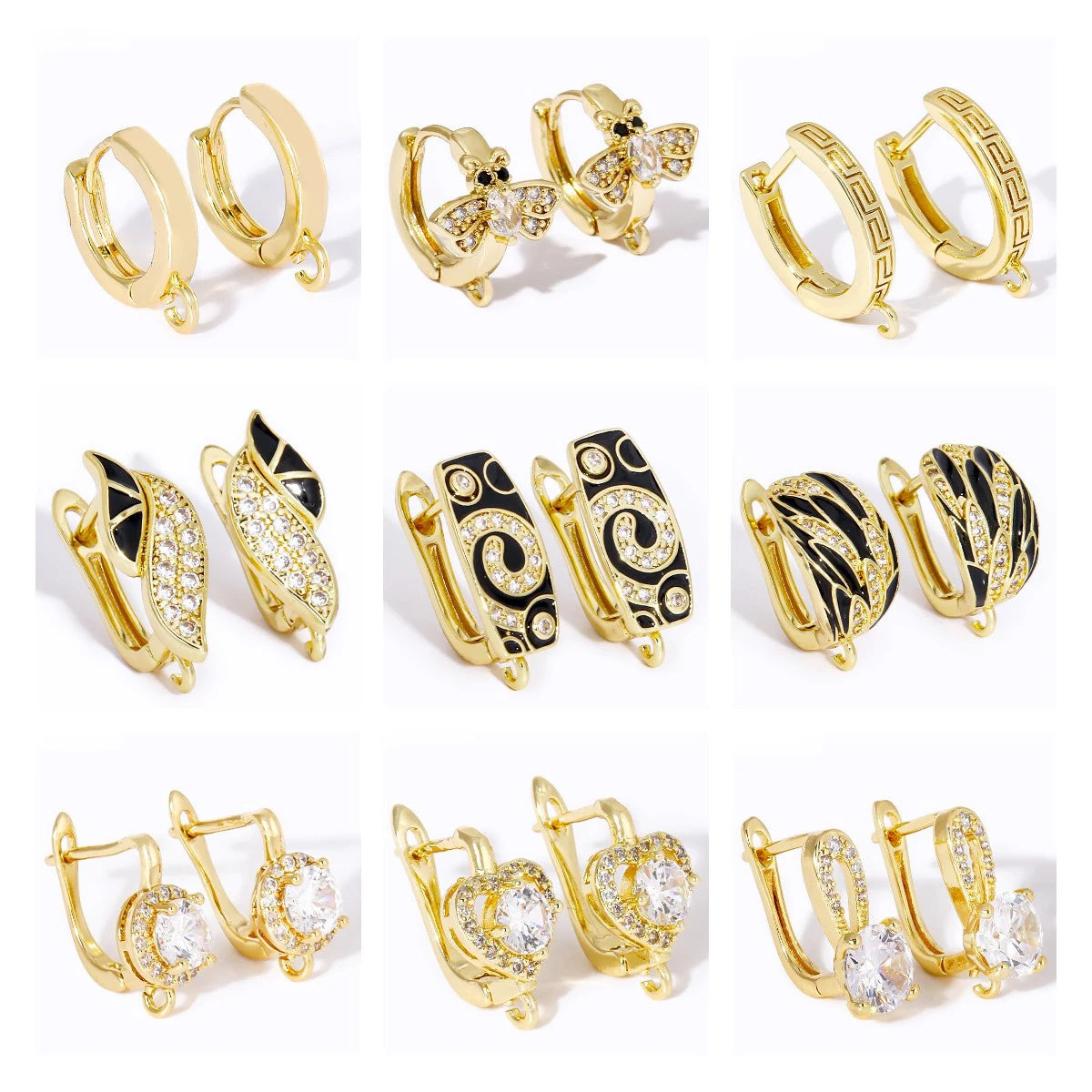 18K Gold Plated Brass Shvenzy Earwire Fasteners,Earring Hooks,Earring Fixtures For Jewelry Making,Earring Making Accessories