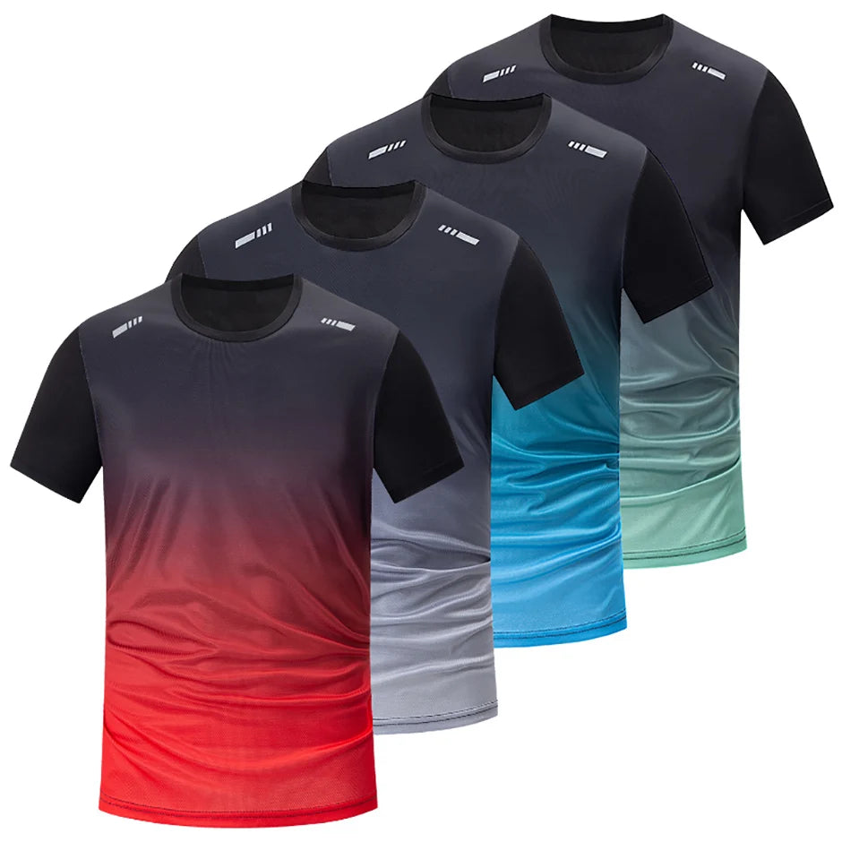 1/4/6 Pcs men's plus size gradient quick-drying short-sleeved teenagers loose sports running fitness football basketball T-shirt