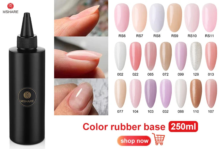 MSHARE Milky Pink Rubber Base Gel Camouflage Color Coat Soak Off Nails Gels Varnish Lacquer 10ml UV LED Gel Polish TPO Free Gel