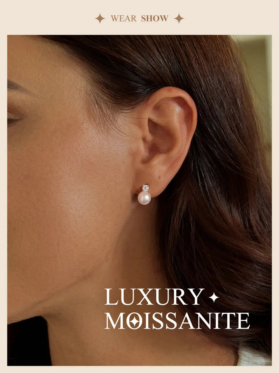 BAMOER Moissanite 925 Sterling Silver Freshwater Pearl Stud Earrings VVS1 Lab Created Diamond Wedding Earring Elegant Women Gift