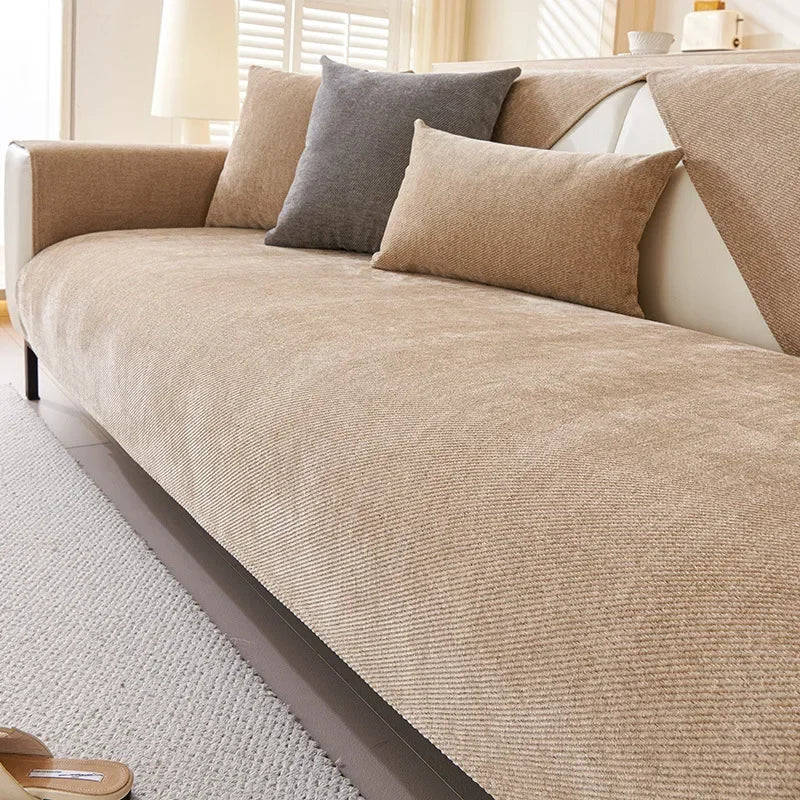 Solid Color Waterproof Chenille Sofa Cushion 2024 New Four Seasons Universal Simple Modern Cushion Non-Slip Sofa Cover