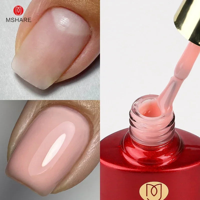 MSHARE Milky Pink Rubber Base Gel Camouflage Color Coat Soak Off Nails Gels Varnish Lacquer 10ml UV LED Gel Polish TPO Free Gel