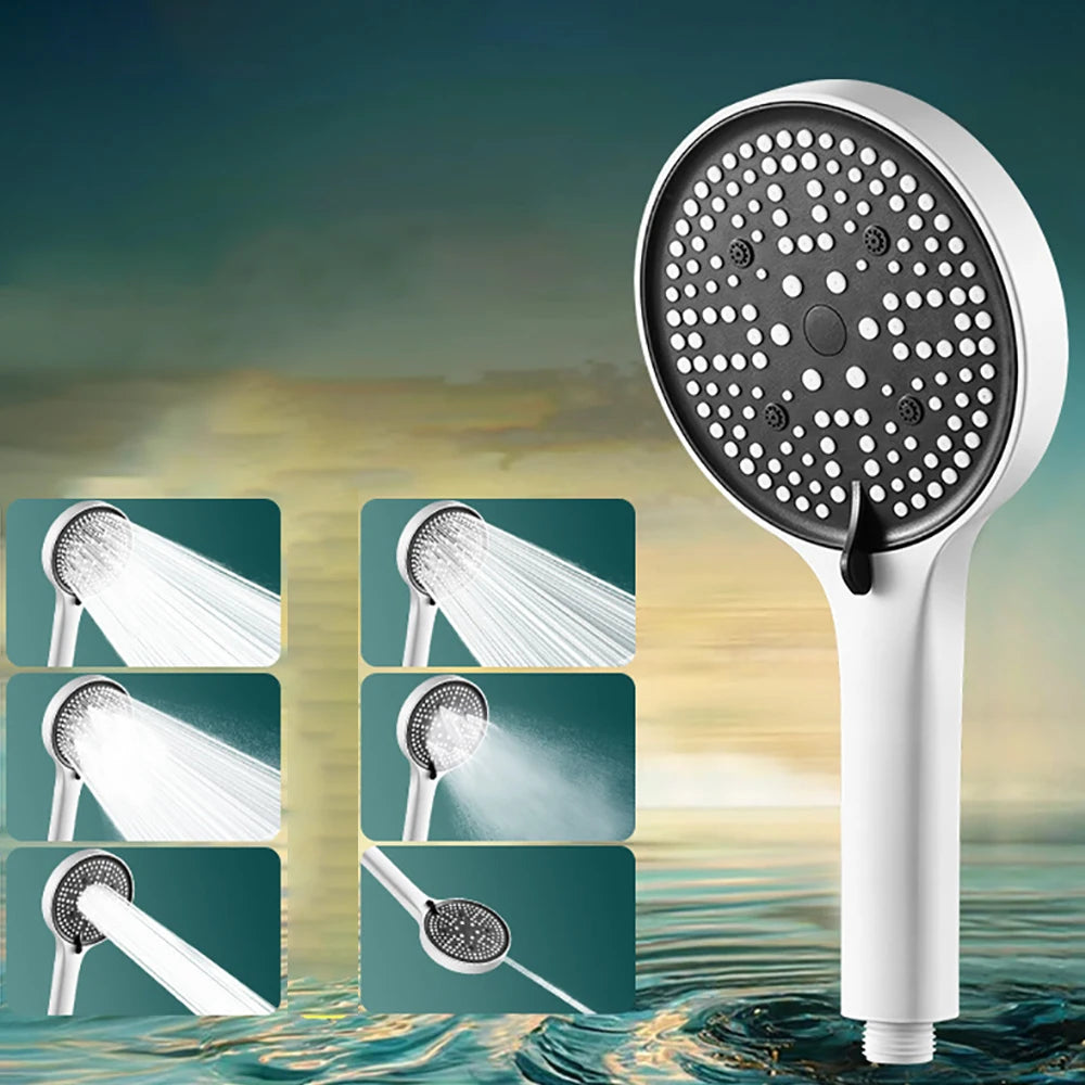 High Pressure Shower Head 6 Jet Modes Adjustable Shower Head with Filter Water Saving Rainfall Spray Bathroom Accessories