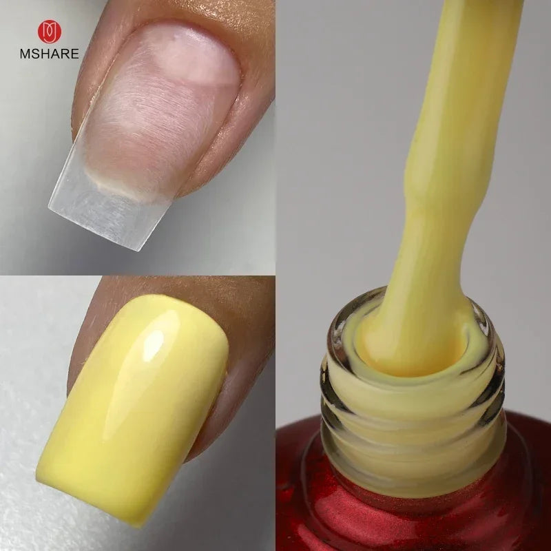 MSHARE Milky Pink Rubber Base Gel Camouflage Color Coat Soak Off Nails Gels Varnish Lacquer 10ml UV LED Gel Polish TPO Free Gel