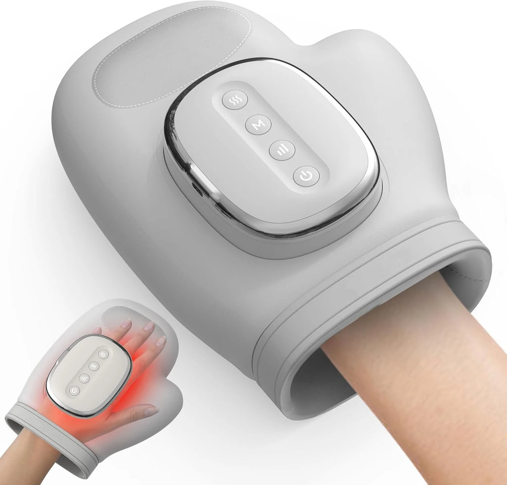 Hand Massager with Heat and Compression Electric Cordless Portable Wrist & Finger Massager 5-Level Adjustable Pressure Best Gift