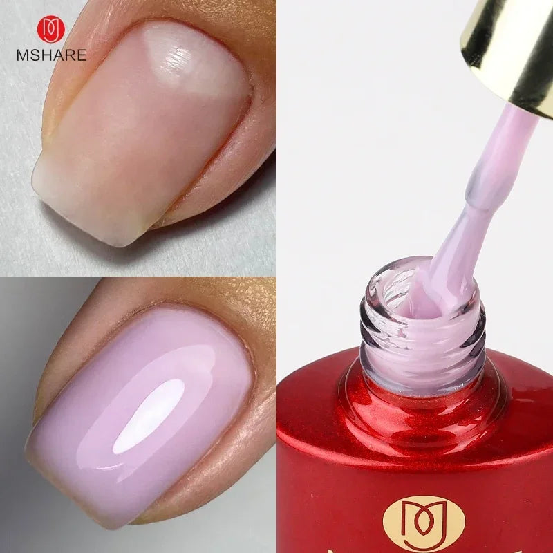 MSHARE Milky Pink Rubber Base Gel Camouflage Color Coat Soak Off Nails Gels Varnish Lacquer 10ml UV LED Gel Polish TPO Free Gel