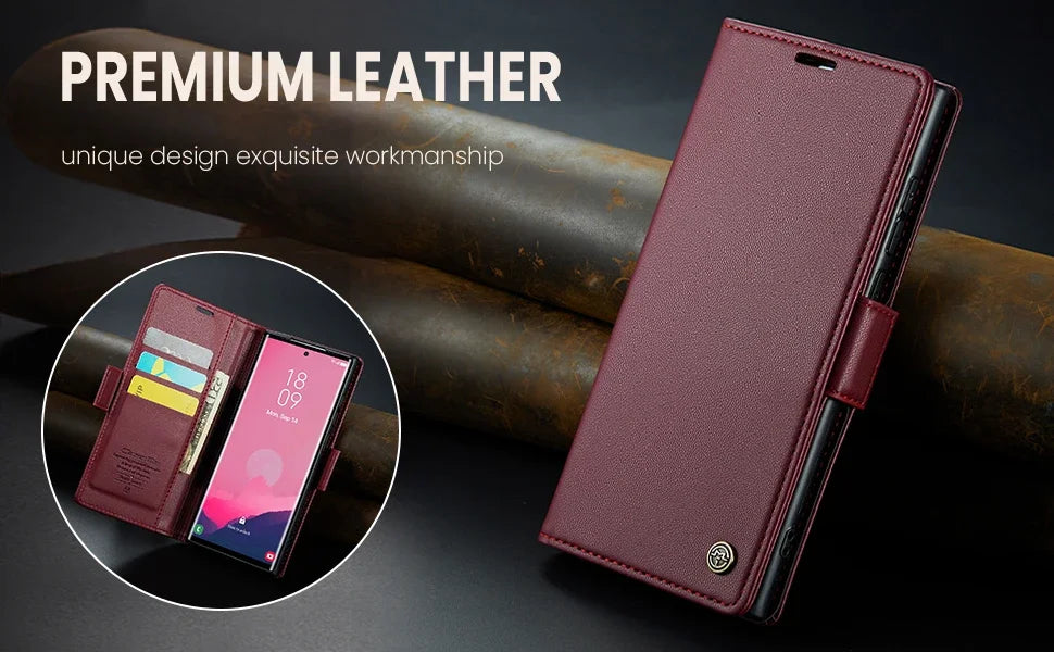 Magnetic Charging Flip Wallet Cards Leather Case for Samsung Galaxy A06 A16 A55 A35 25 15 05S S25 S24 S23 22 Ultra Plus FE Cover