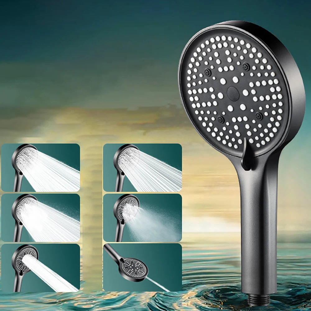 High Pressure Shower Head 6 Jet Modes Adjustable Shower Head with Filter Water Saving Rainfall Spray Bathroom Accessories