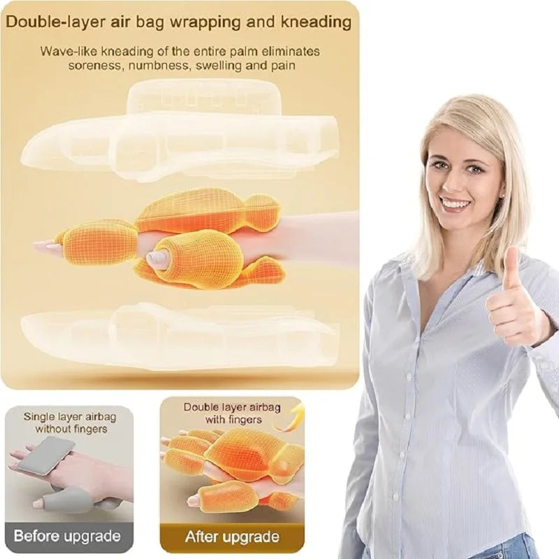 Hand Massager with Heat and Compression Electric Cordless Portable Wrist & Finger Massager 5-Level Adjustable Pressure Best Gift