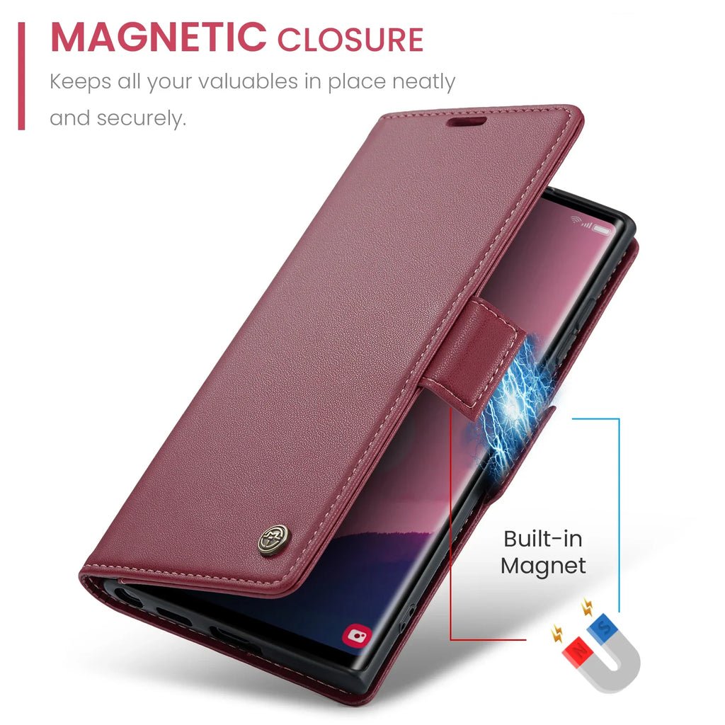 Magnetic Charging Flip Wallet Cards Leather Case for Samsung Galaxy A06 A16 A55 A35 25 15 05S S25 S24 S23 22 Ultra Plus FE Cover