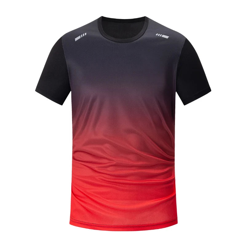 1/4/6 Pcs men's plus size gradient quick-drying short-sleeved teenagers loose sports running fitness football basketball T-shirt