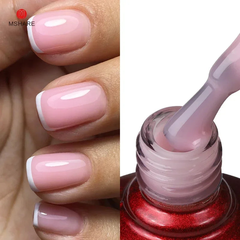 MSHARE Milky Pink Rubber Base Gel Camouflage Color Coat Soak Off Nails Gels Varnish Lacquer 10ml UV LED Gel Polish TPO Free Gel