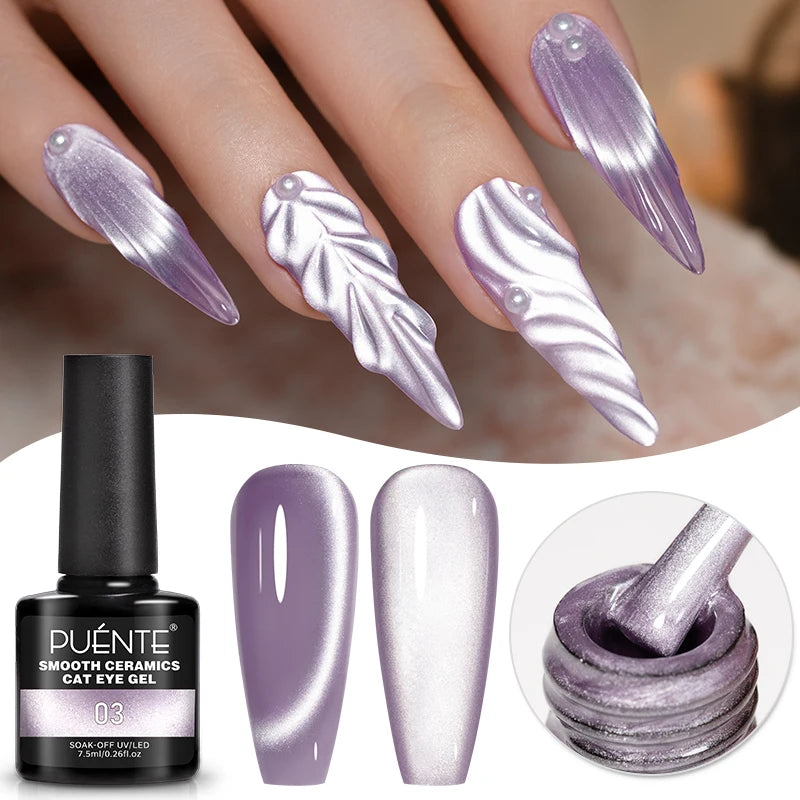 PUENTE 7.5ML Wine Red Cat Magnetic Gel Nail Polish Super Shiny Ruby Red Cat Eye Gel Soak Off UV Semi-Permanent Nail Art Varnish