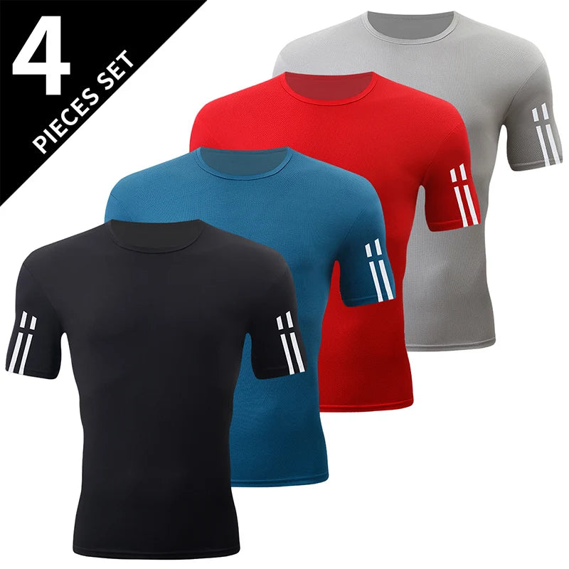 1/4/6 Pcs men's plus size gradient quick-drying short-sleeved teenagers loose sports running fitness football basketball T-shirt