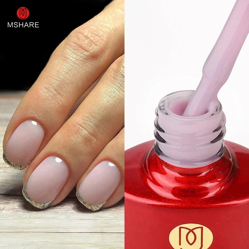 MSHARE Milky Pink Rubber Base Gel Camouflage Color Coat Soak Off Nails Gels Varnish Lacquer 10ml UV LED Gel Polish TPO Free Gel