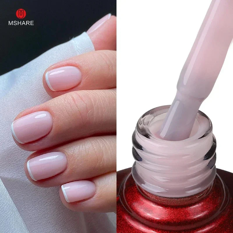 MSHARE Milky Pink Rubber Base Gel Camouflage Color Coat Soak Off Nails Gels Varnish Lacquer 10ml UV LED Gel Polish TPO Free Gel