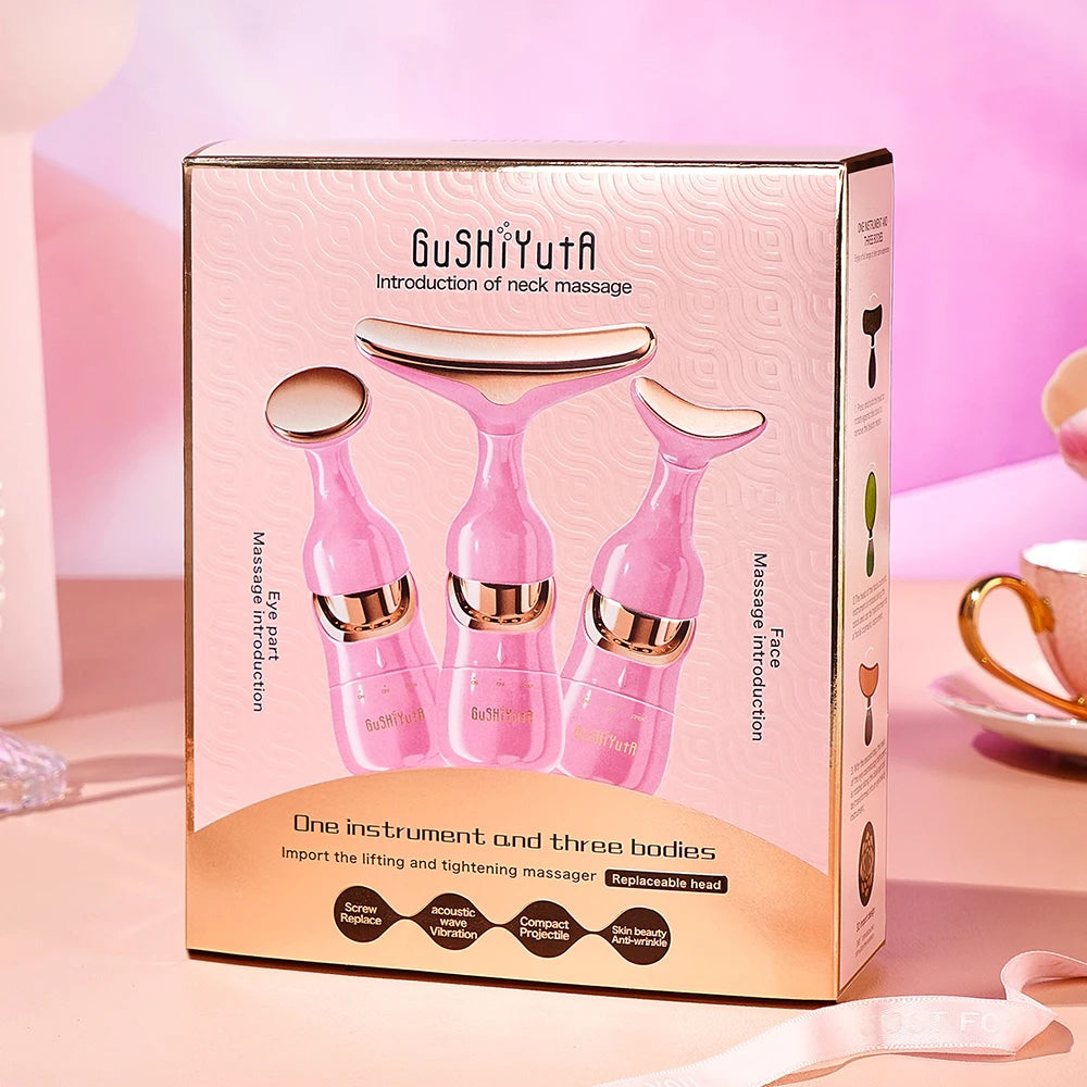 3 In 1 Facial Lifting Device Neck Facial Eye Massage Face Slimmer EMS Beauty Skin Tightening Wrinkle Anti Aging Face Massager