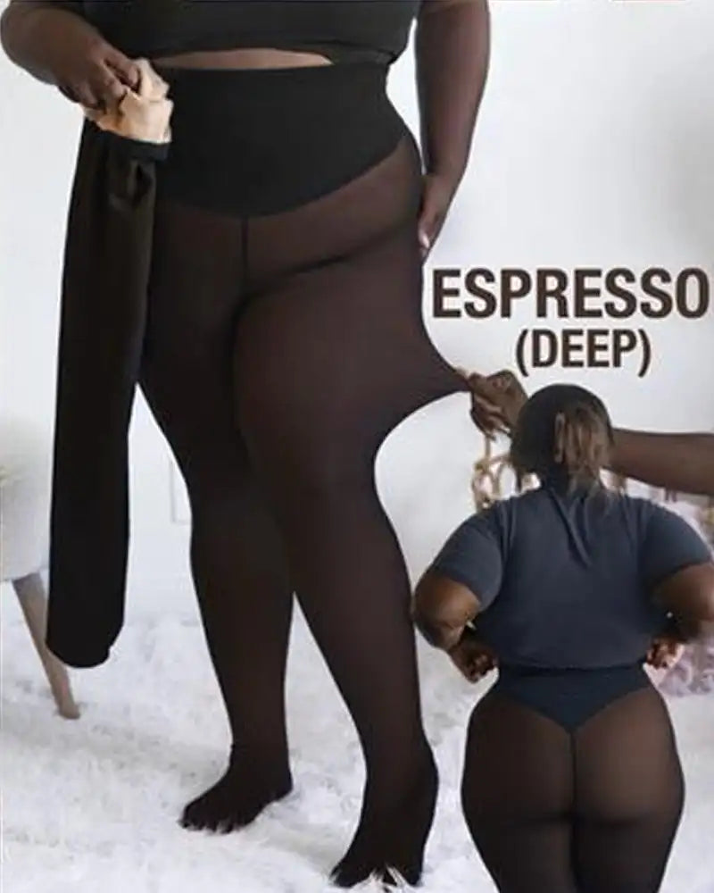 Women's Thermal Leggings Insulated Tights Fleece Lined High Waist Elasticity Thick Plush Women Plus Size Pantyhose Winter Tights