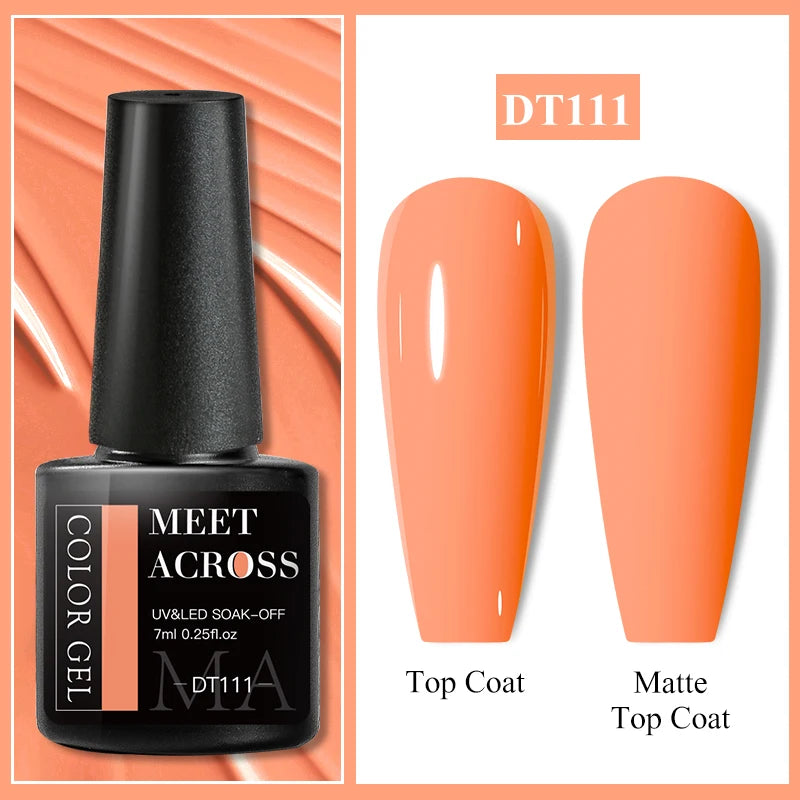 MEET ACROSS 7ml Glitter Gel Nail Polish Sparkly Sequins UV LED Soak Off Varnish For Manicure Semi Permanent Nail Art Gel Polish