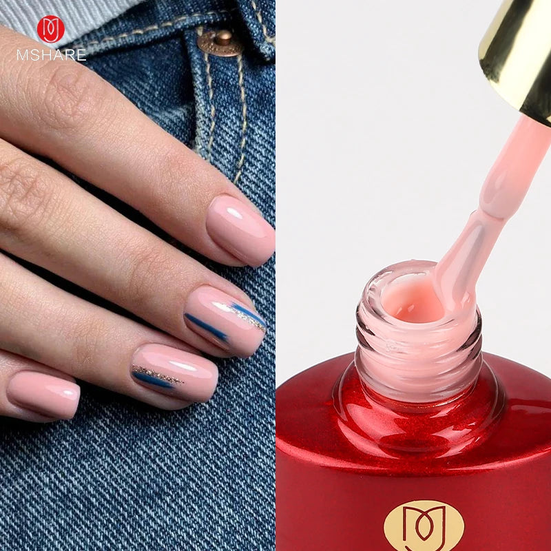 MSHARE Milky Pink Rubber Base Gel Camouflage Color Coat Soak Off Nails Gels Varnish Lacquer 10ml UV LED Gel Polish TPO Free Gel