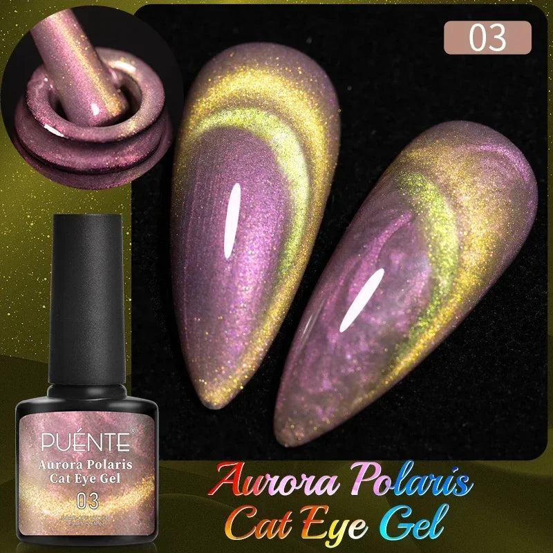 PUENTE 7.5ML Wine Red Cat Magnetic Gel Nail Polish Super Shiny Ruby Red Cat Eye Gel Soak Off UV Semi-Permanent Nail Art Varnish