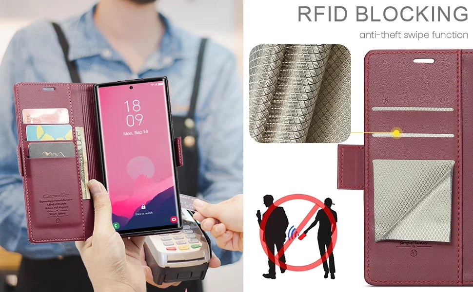 Magnetic Charging Flip Wallet Cards Leather Case for Samsung Galaxy A06 A16 A55 A35 25 15 05S S25 S24 S23 22 Ultra Plus FE Cover