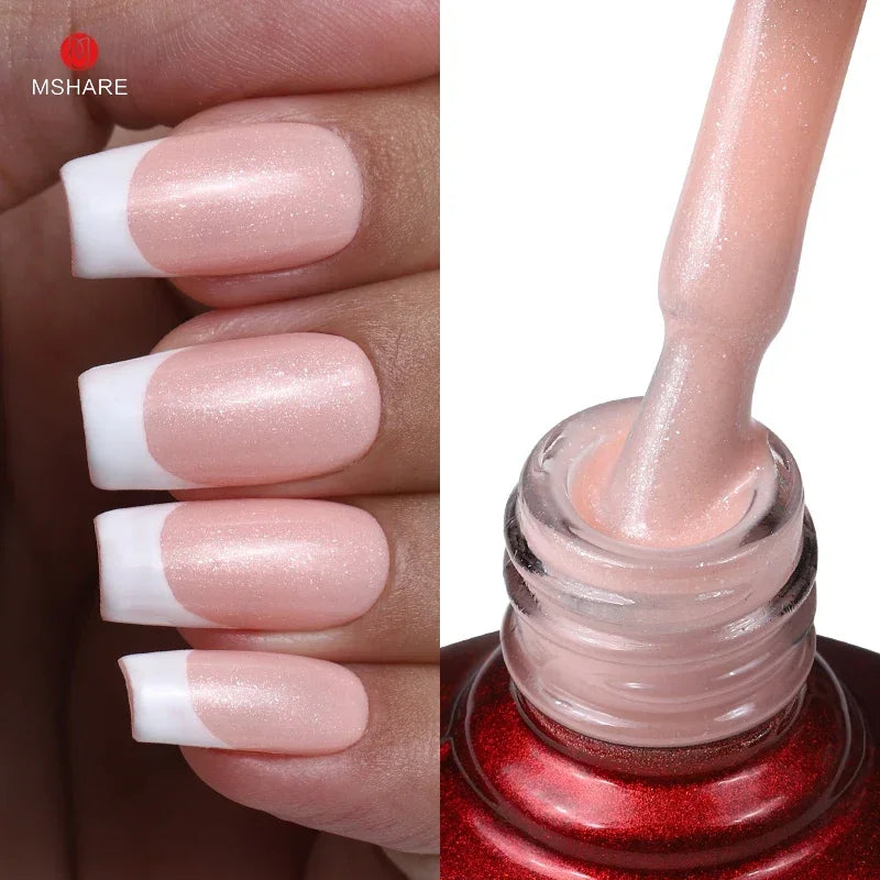 MSHARE Milky Pink Rubber Base Gel Camouflage Color Coat Soak Off Nails Gels Varnish Lacquer 10ml UV LED Gel Polish TPO Free Gel