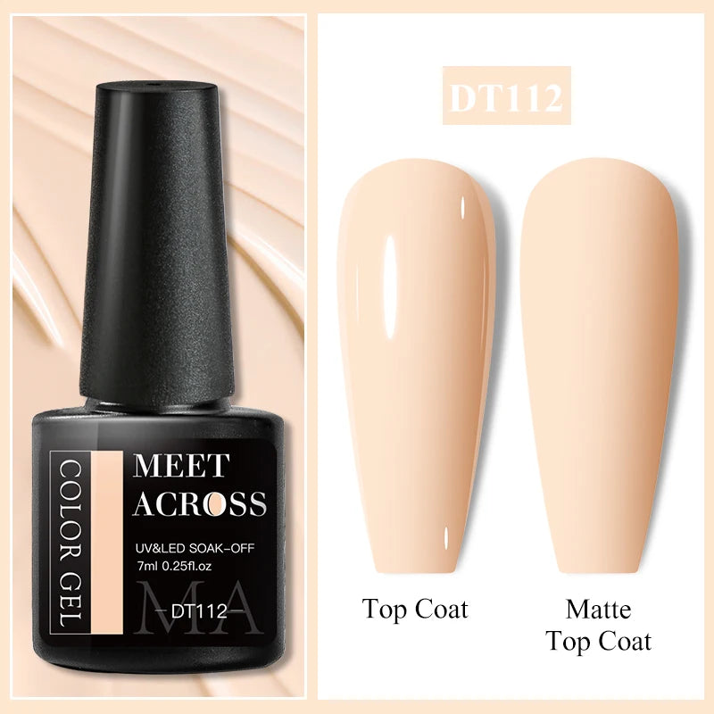 MEET ACROSS 7ml Glitter Gel Nail Polish Sparkly Sequins UV LED Soak Off Varnish For Manicure Semi Permanent Nail Art Gel Polish