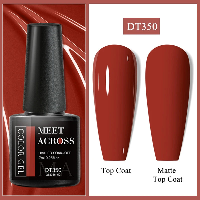 MEET ACROSS 7ml Glitter Gel Nail Polish Sparkly Sequins UV LED Soak Off Varnish For Manicure Semi Permanent Nail Art Gel Polish