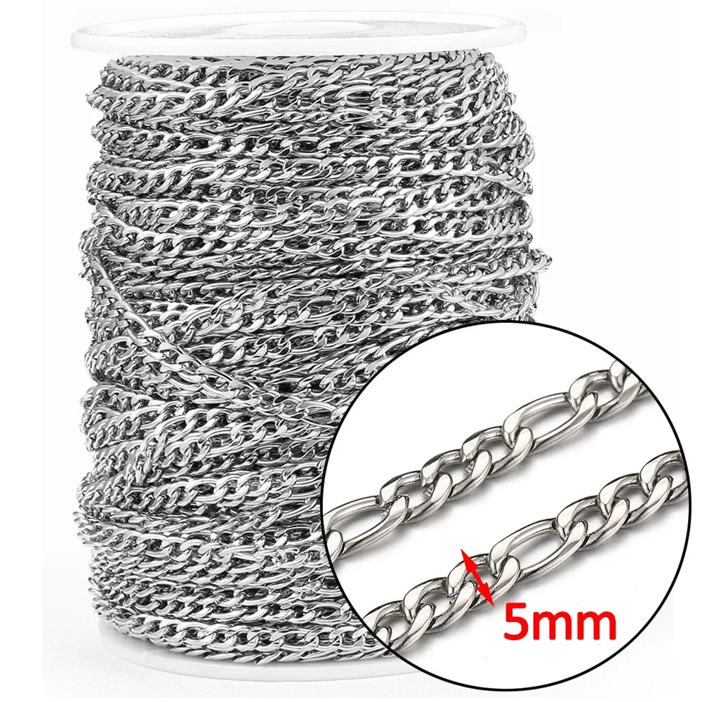 No Fade 1meter 7.5mm Stainless Steel Chain Gold Necklace Rolo Strong Link Chain for Bracelet Jewelry Making Accessories DIY