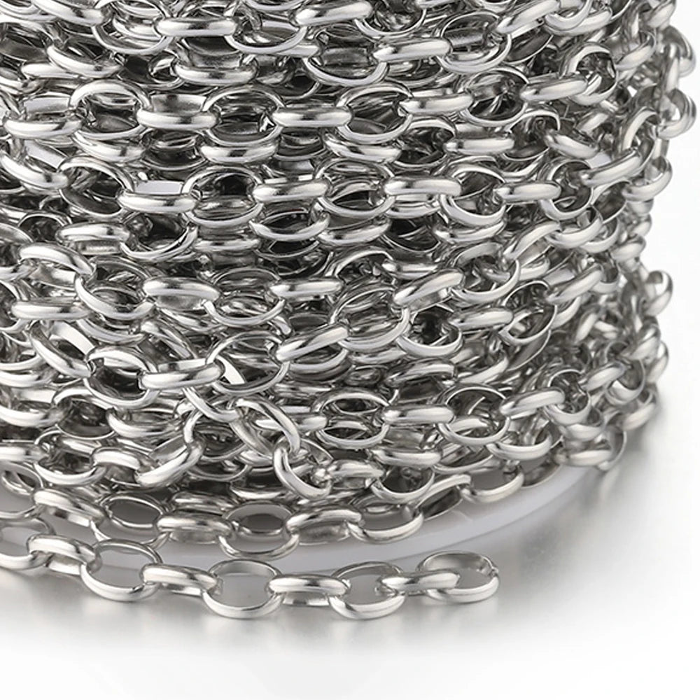 No Fade 1meter 7.5mm Stainless Steel Chain Gold Necklace Rolo Strong Link Chain for Bracelet Jewelry Making Accessories DIY