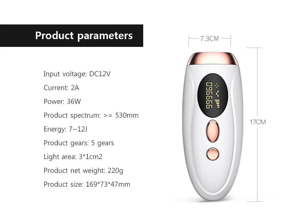 Professional IPL Laser Hair Remover 990000 Flashes for Women & Men - Painless, Permanent Hair Removal for All Body Areas
