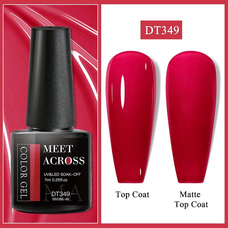 MEET ACROSS 7ml Glitter Gel Nail Polish Sparkly Sequins UV LED Soak Off Varnish For Manicure Semi Permanent Nail Art Gel Polish