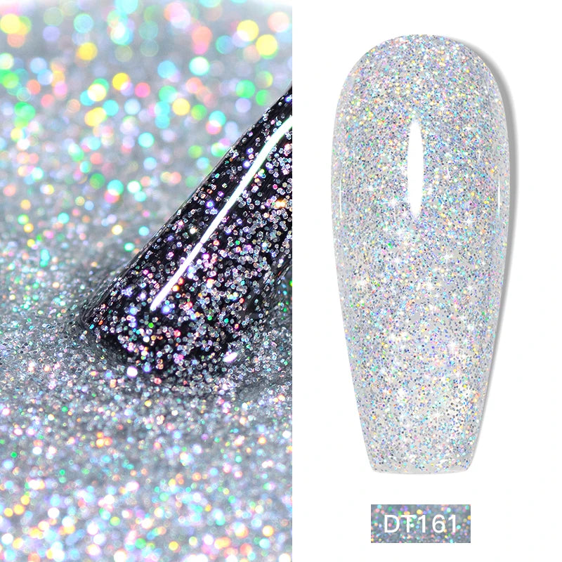 MEET ACROSS 7ml Glitter Gel Nail Polish Sparkly Sequins UV LED Soak Off Varnish For Manicure Semi Permanent Nail Art Gel Polish