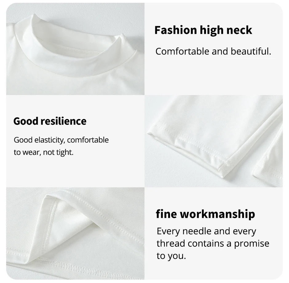 1/3 Pcs Men's White BottoMing Small Turtleneck Shirt In Autumn And Winter Casual Joker Fashion Long Sleeve T-Shirt Teenagers War