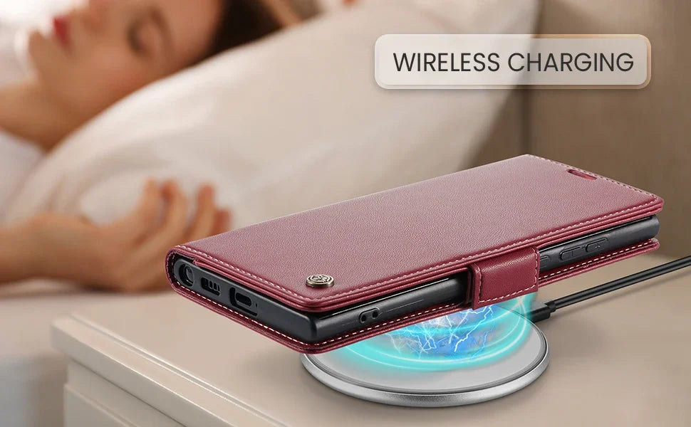 Magnetic Charging Flip Wallet Cards Leather Case for Samsung Galaxy A06 A16 A55 A35 25 15 05S S25 S24 S23 22 Ultra Plus FE Cover