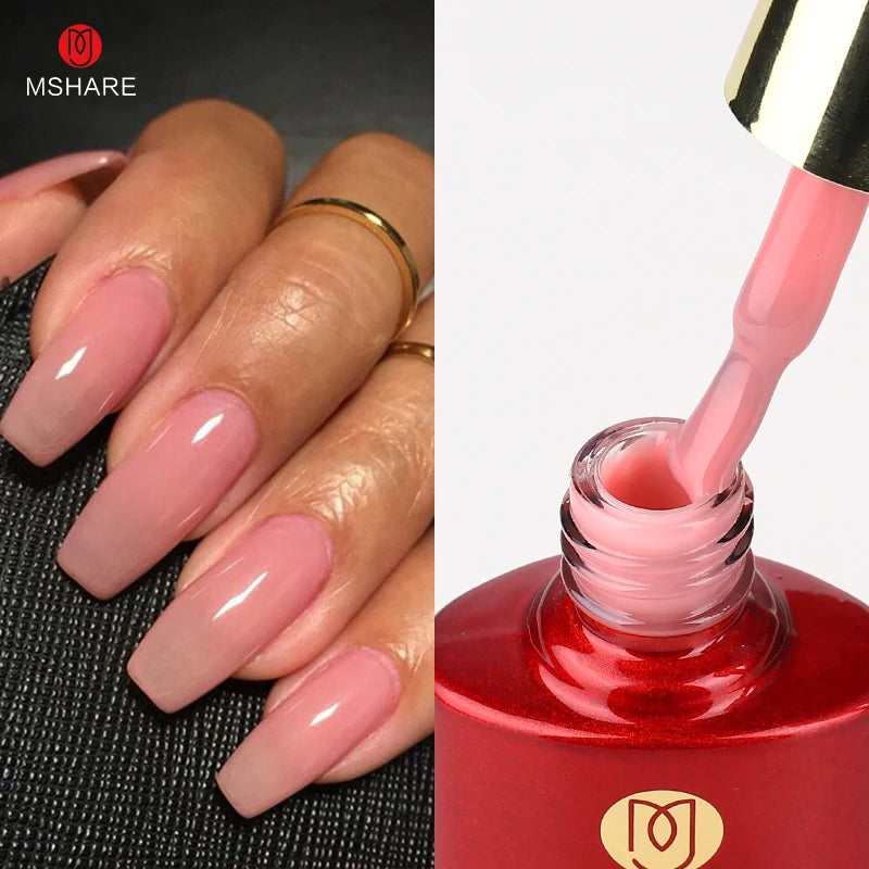 MSHARE Milky Pink Rubber Base Gel Camouflage Color Coat Soak Off Nails Gels Varnish Lacquer 10ml UV LED Gel Polish TPO Free Gel