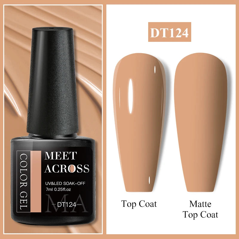 MEET ACROSS 7ml Glitter Gel Nail Polish Sparkly Sequins UV LED Soak Off Varnish For Manicure Semi Permanent Nail Art Gel Polish