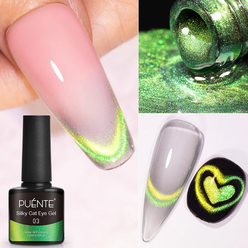 PUENTE 7.5ML Wine Red Cat Magnetic Gel Nail Polish Super Shiny Ruby Red Cat Eye Gel Soak Off UV Semi-Permanent Nail Art Varnish