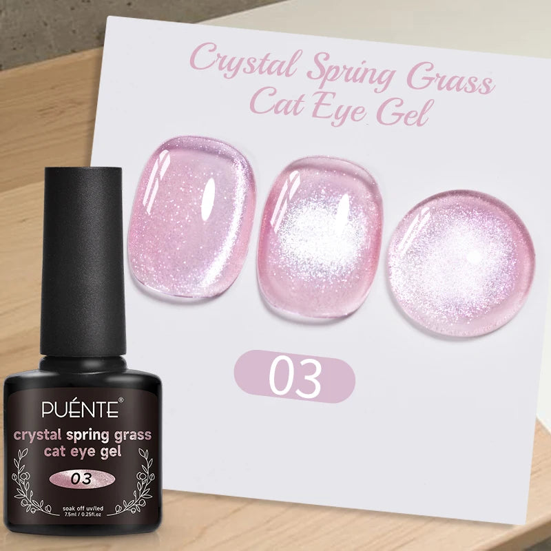 PUENTE 7.5ML Wine Red Cat Magnetic Gel Nail Polish Super Shiny Ruby Red Cat Eye Gel Soak Off UV Semi-Permanent Nail Art Varnish