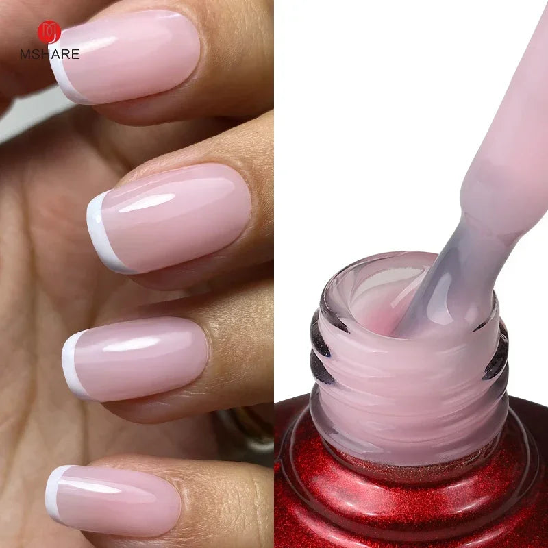 MSHARE Milky Pink Rubber Base Gel Camouflage Color Coat Soak Off Nails Gels Varnish Lacquer 10ml UV LED Gel Polish TPO Free Gel
