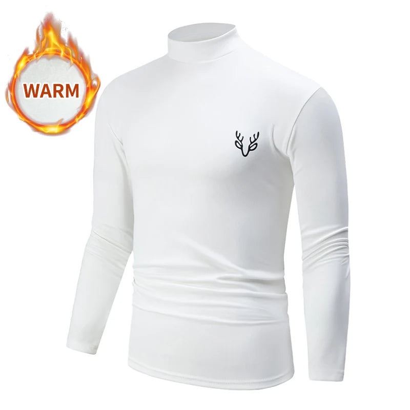 1/3 Pcs Men's White BottoMing Small Turtleneck Shirt In Autumn And Winter Casual Joker Fashion Long Sleeve T-Shirt Teenagers War