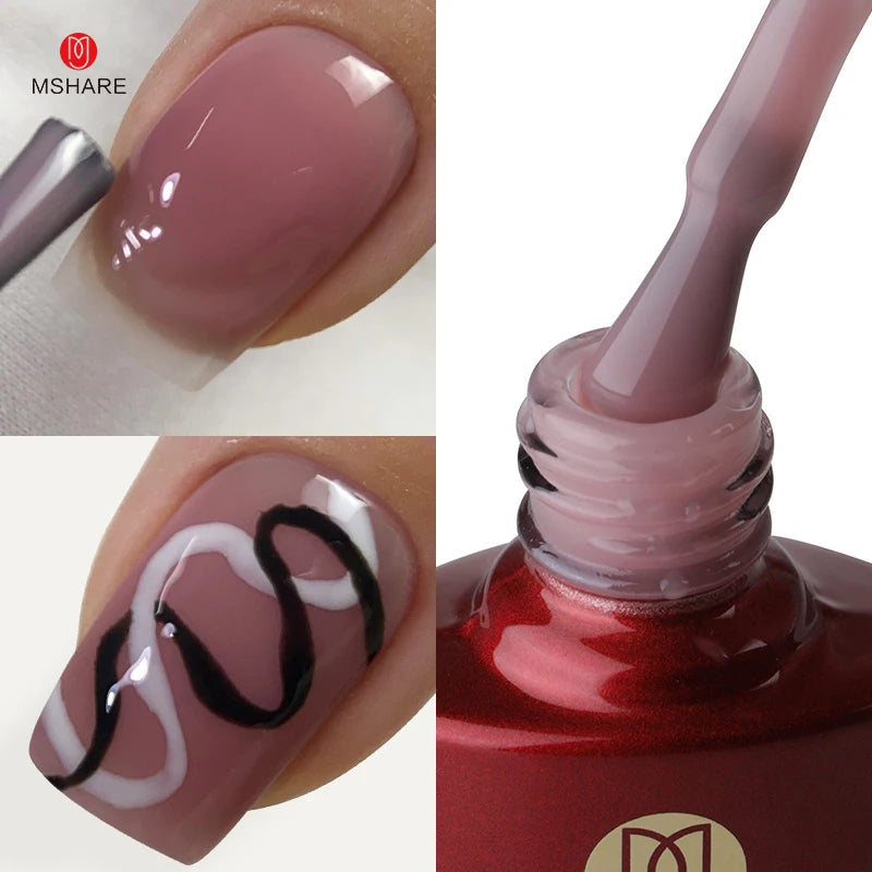 MSHARE Milky Pink Rubber Base Gel Camouflage Color Coat Soak Off Nails Gels Varnish Lacquer 10ml UV LED Gel Polish TPO Free Gel