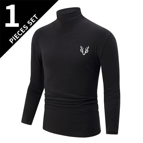 1/3 Pcs Men's White BottoMing Small Turtleneck Shirt In Autumn And Winter Casual Joker Fashion Long Sleeve T-Shirt Teenagers War