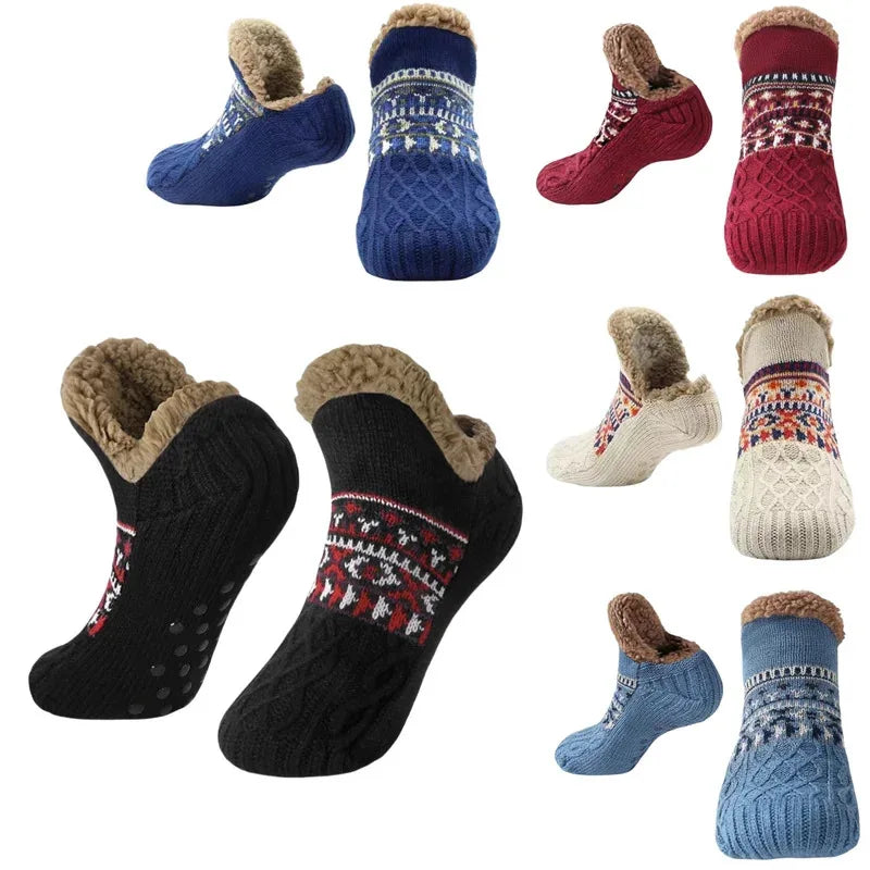 Thermal Mens Fluffy Slipper Socks Winter Warm Women Short Cotton Thickened Home Sleeping Soft Non Slip Grip Fuzzy Floor Socks