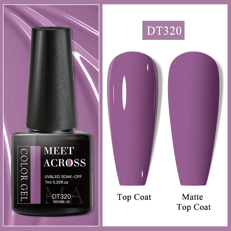 MEET ACROSS 7ml Glitter Gel Nail Polish Sparkly Sequins UV LED Soak Off Varnish For Manicure Semi Permanent Nail Art Gel Polish