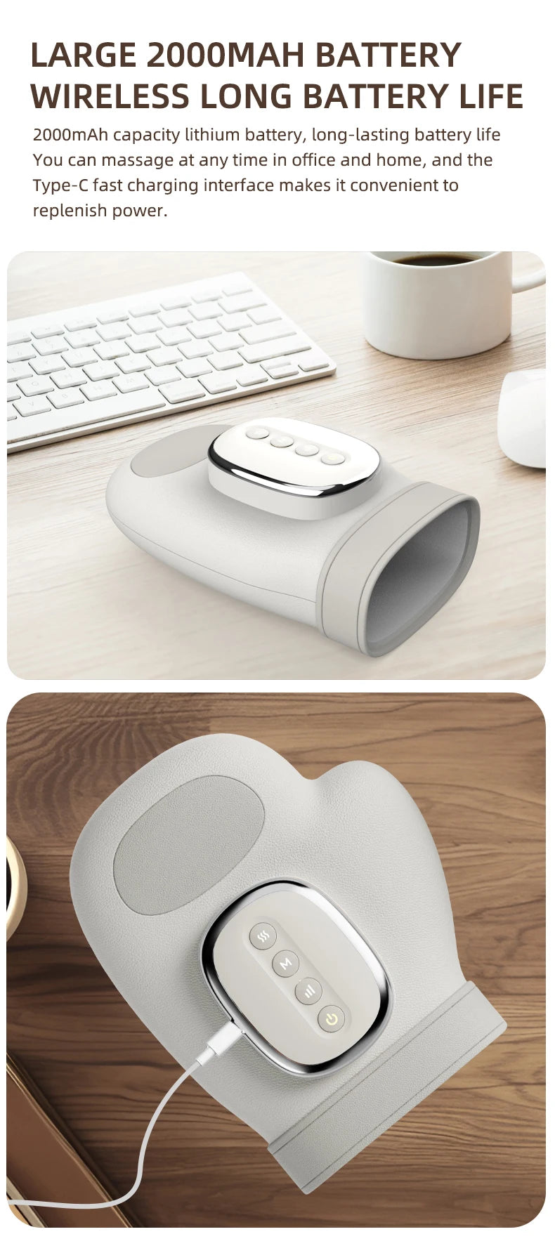 Hand Massager with Heat and Compression Electric Cordless Portable Wrist & Finger Massager 5-Level Adjustable Pressure Best Gift