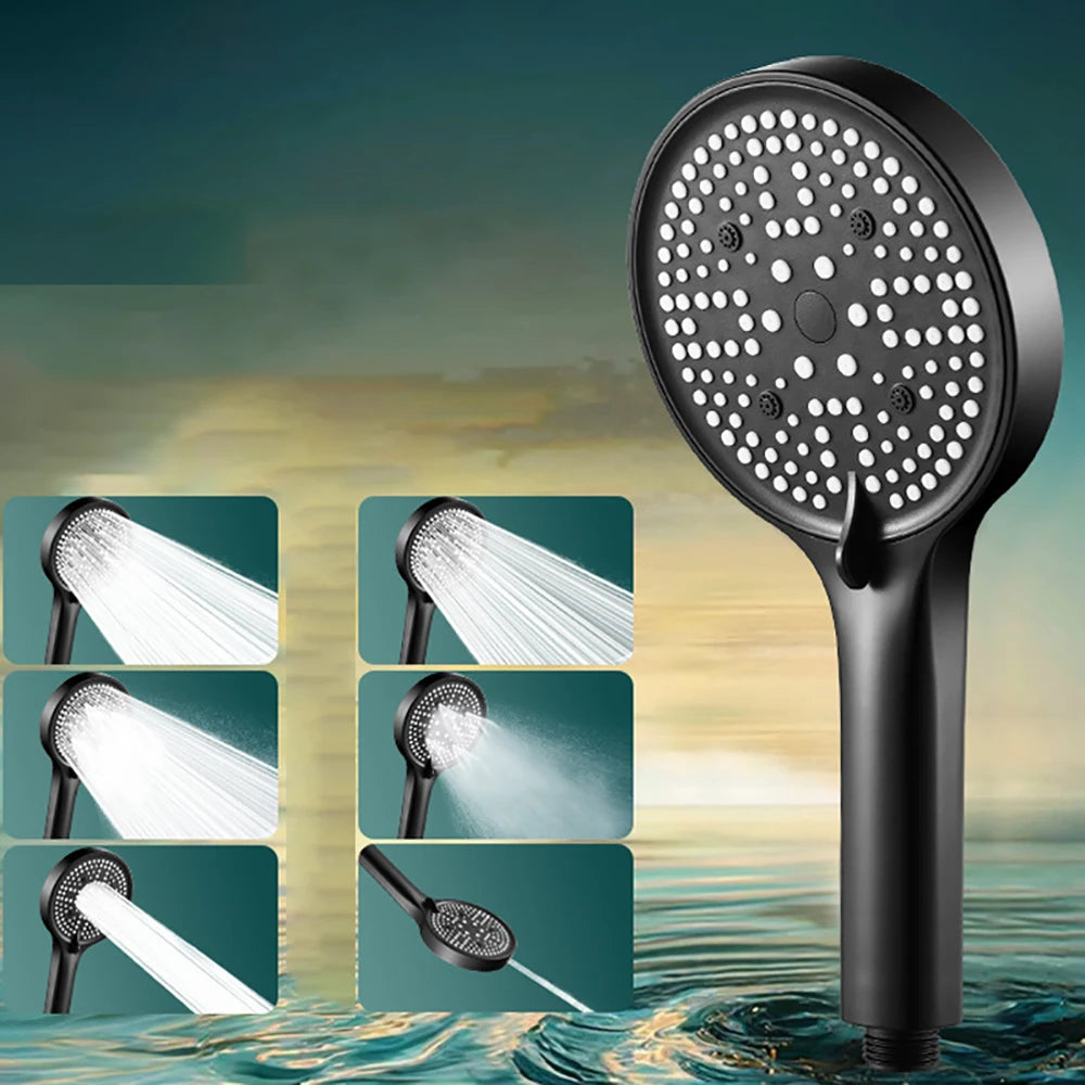 High Pressure Shower Head 6 Jet Modes Adjustable Shower Head with Filter Water Saving Rainfall Spray Bathroom Accessories